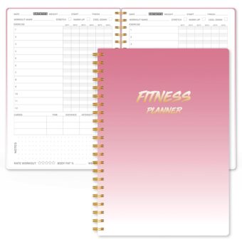 Fitness Journal Workout Planner for Women & Men - A5(5.5" x 8.5") Sturdy Workout Log Book for Gym & Personal Home Workouts - Pink
