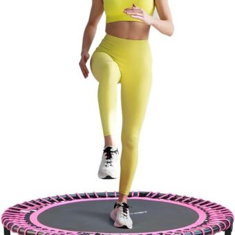 Fitness Trampoline for Adults and Kids, Indoor Rebounder Exercise Trampoline for Workout Fitness for Quiet and Safely Cushioned Bounce Workout