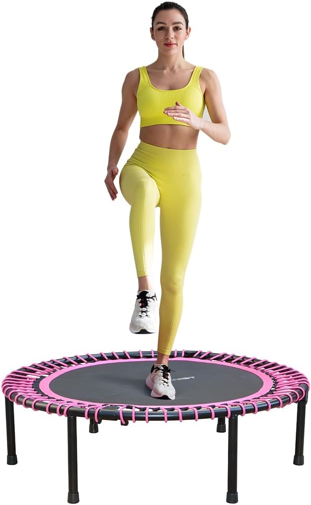 Fitness Trampoline for Adults and Kids, Indoor Rebounder Exercise Trampoline for Workout Fitness for Quiet and Safely Cushioned Bounce Workout