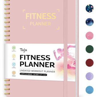 Fitness Workout Journal for Women & Men, A5(5.5" x 8.2") Workout Log Book Planner for Tracking, Progress, and Achieving Your Wellness Goals-Pink