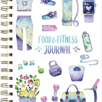 Food and Fitness Journal Meal Journal Diary Workout Wellness Log Notebook Planner Weight Loss Diet Meal Exercise Training Health Tracker 6.1" x 8.5" Hard Cover