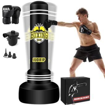 Freestanding Punching Bag for Adults, 70" Boxing Punching Bag for Adults with Stand - Men Heavy Bag with Gloves and Pump Inflatable Kickboxing Bag for Training MMA Muay Thai...