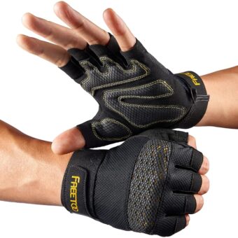 FREETOO Workout Gloves for Men, [Full Palm Protection] [Ultra Ventilated] Weight Lifting Gloves with Cushion Pads and Silicone Grip Gym Gloves Sturdy Training Gloves for...