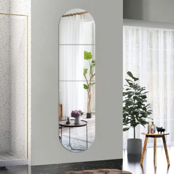 Full Body Length Mirrors for Walls, 12x12 4pcs Acrylic Plexiglass Wall-Mounted Stick On Frameless Square Makeup Large Long Mirror Home Workout Gym Hallway Mirror Dorm Floor Tile...