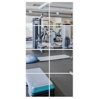 Full Length Combine Mirror Tiles 8" x 8" x 8Pcs Frameless Wall Mounted Glass Wall Mirror for Gym Door Bedroom Living Room