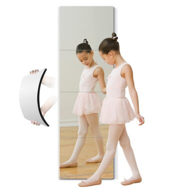 Full Length Mirror for Kids Safety Shatterproof Mirror,Plastic Wall Mirror,Made of Acrylic Plexiglass Mirror,4 Pcs 12"x12",Long Bedroom Door Closet Mirror,Workout for Home Gym...