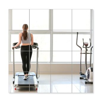Full Length Wall Mirror, 12 Pcs 10 x 10 Inch Full-Body Mirror Tiles for Bedroom, Home Gym, Door, Dorm – 2mm Thick Acrylic Mirror Stickers for Walls
