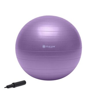 Gaiam Total Body Exercise Balance Stability Yoga Ball, Anti-Burst with Air Pump for Home, Office Chair, and Fitness - Various Sizes