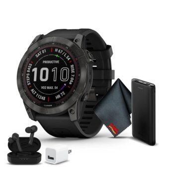 Garmin Fenix 7X Pro Sapphire Solar Edition 51 MM GPS Smartwatch Built-in Flashlight and Power Sapphire Solar Charging Lens and Advanced Training Features with Carbon Gray DLC...