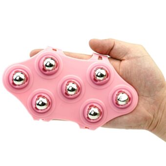 Glove Massager Palm Shaped Hand Massage Manual 7 360-degree-roller Mental Roller Ballï»¿ Pink