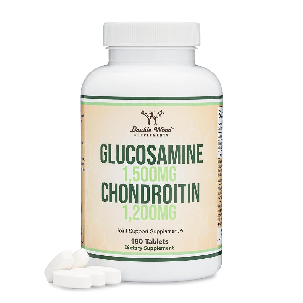 Glucosamine Chondroitin Triple Strength (1,500mg Glucosamine Sulfate, 1,200mg Chondroitin) 180 Tablets, Two Month Supply (Joint Support Supplement) Gluten Free, Non-GMO by...