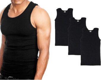 Goyoma Multipacks Mens 100% Cotton Tank Top White/Black Wife Beater A-Shirt Undershirt