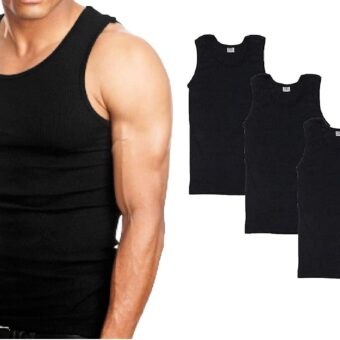 Goyoma Multipacks Mens 100% Cotton Tank Top White/Black Wife Beater A-Shirt Undershirt