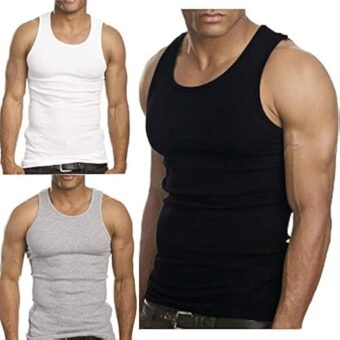 Goyoma Multipacks Mens 100% Cotton Tank Top White/Black Wife Beater A-Shirt Undershirt