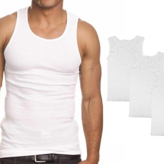 Goyoma Multipacks Mens 100% Cotton Tank Top White/Black Wife Beater A-Shirt Undershirt