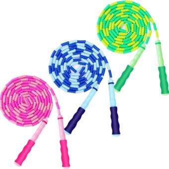 GRAWUN Jump Rope For Kids, Soft Beaded Jump Rope, Adjustable Length Tangle-Free Segmented Soft Beaded Skipping Rope,for Women, Men and Kids Keeping Fit, Workout and Weight Loss