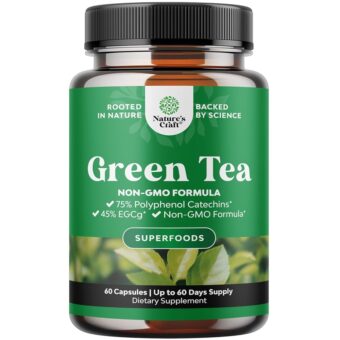 Green Tea Extract Capsules - Pure Extract - Weight Loss Pills - Burn Belly Fat - Metabolism Booster - Lose Weight Fast - for Men and Women Natural Detox Cleanse