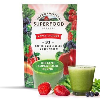 Grown American Superfood - 31 Organic Whole Fruits and Vegetables Concentrated Green Powder Increase Energy and Performance - 100% Certified Organic and Vegan Non-GMO (28...