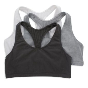 Hanes Women's Racerback Cotton T-Back Bralette (3 Pack)
