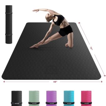 HAPBEAR Extra Large Yoga Mat - 72"x48"/78"x54"x6/8mm (1/4 &1/3 inch), Non-Slip, Durable, Eco-Friendly, Thick Wide Exercise Mat for Home Workouts, Yoga, Pilates, Stretching,...