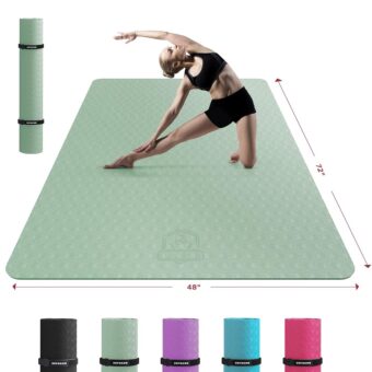 HAPBEAR Extra Large Yoga Mat - 72"x48"/78"x54"x6/8mm (1/4 &1/3 inch), Non-Slip, Durable, Eco-Friendly, Thick Wide Exercise Mat for Home Workouts, Yoga, Pilates, Stretching,...