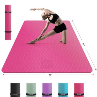 HAPBEAR Extra Large Yoga Mat - 72"x48"/78"x54"x6/8mm (1/4 &1/3 inch), Non-Slip, Durable, Eco-Friendly, Thick Wide Exercise Mat for Home Workouts, Yoga, Pilates, Stretching,...