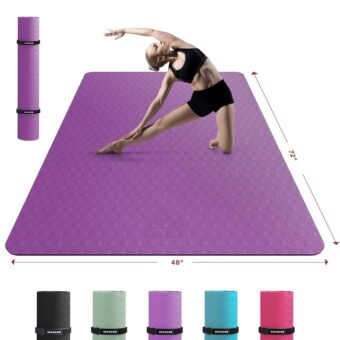 HAPBEAR Extra Large Yoga Mat - 72"x48"/78"x54"x6/8mm (1/4 &1/3 inch), Non-Slip, Durable, Eco-Friendly, Thick Wide Exercise Mat for Home Workouts, Yoga, Pilates, Stretching,...