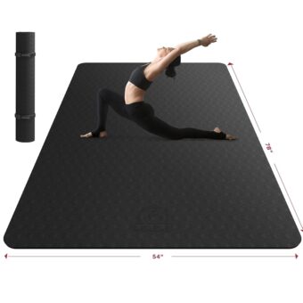 HAPBEAR Extra Large Yoga Mat - 72"x48"/78"x54"x6/8mm (1/4 &1/3 inch), Non-Slip, Durable, Eco-Friendly, Thick Wide Exercise Mat for Home Workouts, Yoga, Pilates, Stretching,...