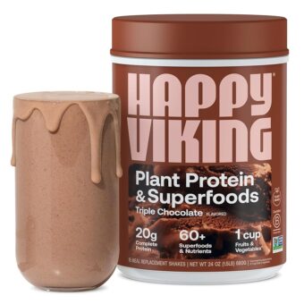 Happy Viking Triple Chocolate Protein + Superfoods Powder, Created by Venus Williams, 20G Protein, Low Carb, Keto, Vegan, Gluten-Free, Non-GMO, Complete Meal Replacement, 1...