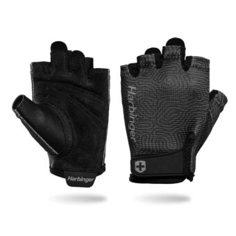 Harbinger Power Gloves 3.0 - Durable Half Finger Weightlifting Gloves with Adjustable Wrist Closure, Breathable Leather Palm, Small, Women's