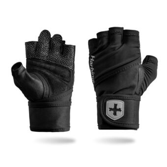 Harbinger Pro Wristwrap Gloves 3.0 - Enhanced Grip, Superior Wrist Support, Breathable 4-Way Stretch Lycra, Durable Leather Palm, Half-Finger Design for Weightlifting, Fitness...