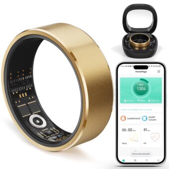 Health Tracker Fitness Ring Smart Ring for Health Monitor Men Women Gold(8#)