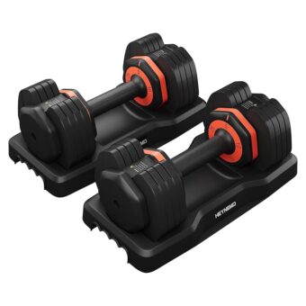 Heynemo Adjustable Dumbbell Double, 5LB to 25LB Adjustable Dumbbells with Anti-Slip Metal Handle for Men & Women, Fast Adjust Weight Dumbbells with Tray for Home Gym Full Body...