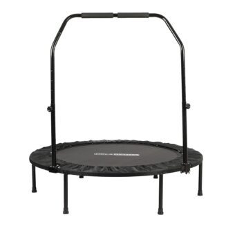HolaHatha Portable Foldable Mini Trampoline Fitness Rebounder with 5 Level Adjustable Handle, Supports up to 440 Pounds