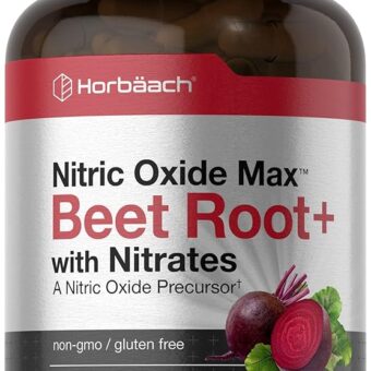 Horbäach Nitric Oxide Beet Root Capsules | 180 Count | with Nitrates and Precursor | for Men and Women | Vegetarian, Non-GMO, Gluten Free Supplement