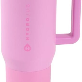 HydroJug Traveler - 20 oz Water Bottle with Handle & Flip Straw - Fits in Cup Holder, Leak Resistant Tumbler-Reusable Insulated Stainless Steel & Rubber Base - Gifts for Women &...