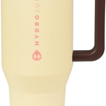 HydroJug Traveler - 40 oz Water Bottle with Handle & Flip Straw - Fits in Cup Holder, Leak Resistant Tumbler-Reusable Insulated Stainless Steel & Rubber Base - Gifts for Women &...