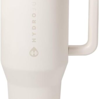 HydroJug Traveler - 40 oz Water Bottle with Handle & Flip Straw - Fits in Cup Holder, Leak Resistant Tumbler-Reusable Insulated Stainless Steel & Rubber Base - Gifts for Women &...