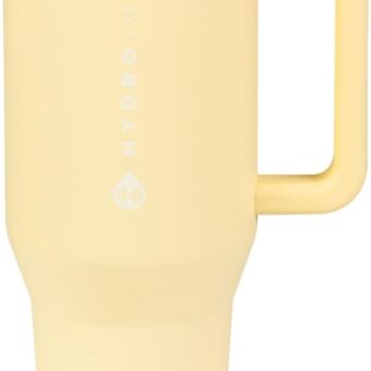HydroJug Traveler - 40 oz Water Bottle with Handle & Flip Straw - Fits in Cup Holder, Leak Resistant Tumbler-Reusable Insulated Stainless Steel & Rubber Base - Gifts for Women &...