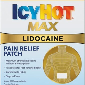 Icy Hot Max Strength Lidocaine Pain Relief Patch (5 Count) Penetrates for Fast, Targeted Relief