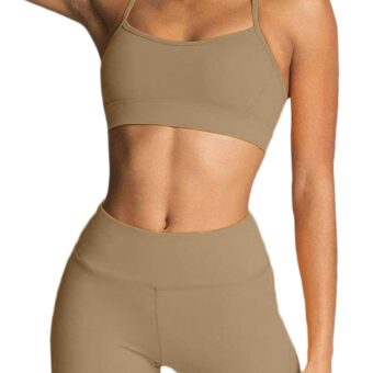 IMEKIS Women's Workout Sets 2 Piece Yoga Outfit High Waisted Biker Shorts Leggings Sports Bra Gym Fitness Clothes Tracksuit