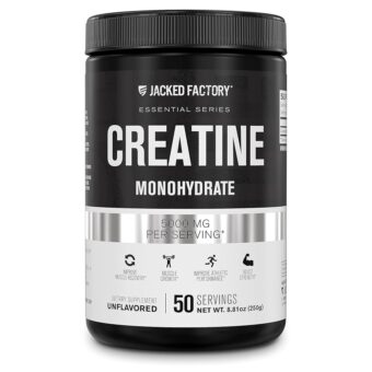 Jacked Factory Creatine Monohydrate Powder 250g - Creatine Supplement for Muscle Growth, Increased Strength, Enhanced Energy Output and Improved Athletic Performance 50...