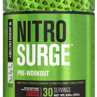 Jacked Factory NITROSURGE Pre Workout Supplement - Endless Energy, Instant Strength Gains, Clear Focus, Intense Pumps - NO Booster & Preworkout Powder with Beta Alanine - 30...