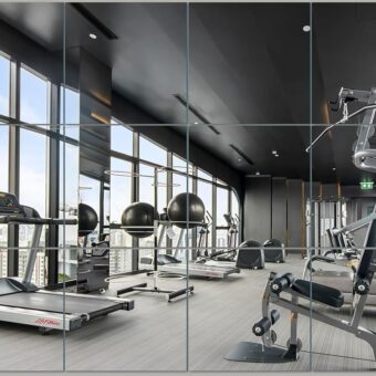 JAMBALAY Full Length Wall Mirror Tiles, 14''×12''×12Pcs Home Gym Mirrors for Gym, HD Glass Wall Mirror Tiles, Self Adhesive Frameless Wall Mirror for Bedroom, Living Room, Over...