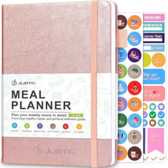 JUBTIC Weekly Meal Planner Notebook, Food Journal for Women Weight Loss, Fitness Journal, Daily Meal Prep Journal with Shopping and Grocery Lists for Food Planning, Healthy Diet...
