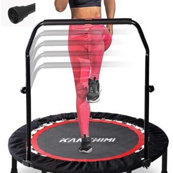 Kanchimi 40" 48" Folding Mini Fitness Indoor Exercise Workout Rebounder Trampoline with Handle, Max Load 330lbs