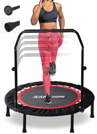 Kanchimi 40" 48" Folding Mini Fitness Indoor Exercise Workout Rebounder Trampoline with Handle, Max Load 330lbs