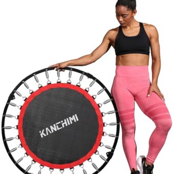 Kanchimi 40" Folding Mini Fitness Indoor Exercise Workout Fitness Rebounder Trampoline for Adults, Max Load 330lbs(Black)