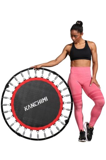 Kanchimi 40" Folding Mini Fitness Indoor Exercise Workout Fitness Rebounder Trampoline for Adults, Max Load 330lbs(Black)