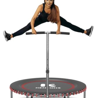 KENSONE 40"/48" Rebounder Trampoline for Adults with Bungee, 450/550LBS Quiet Mini Exercise Trampoline with Adjustable U/T-Shaped Foam Handle Bar, Fitness Trampoline for...